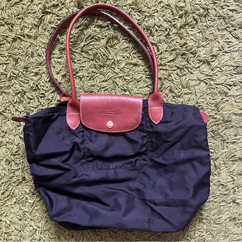 Longchamp Black Tote with Red Accents
